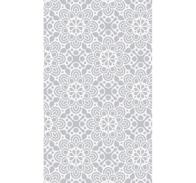 Papier peint cuisine tapis vinyle motifs fleuris gris blanc - TenStickers