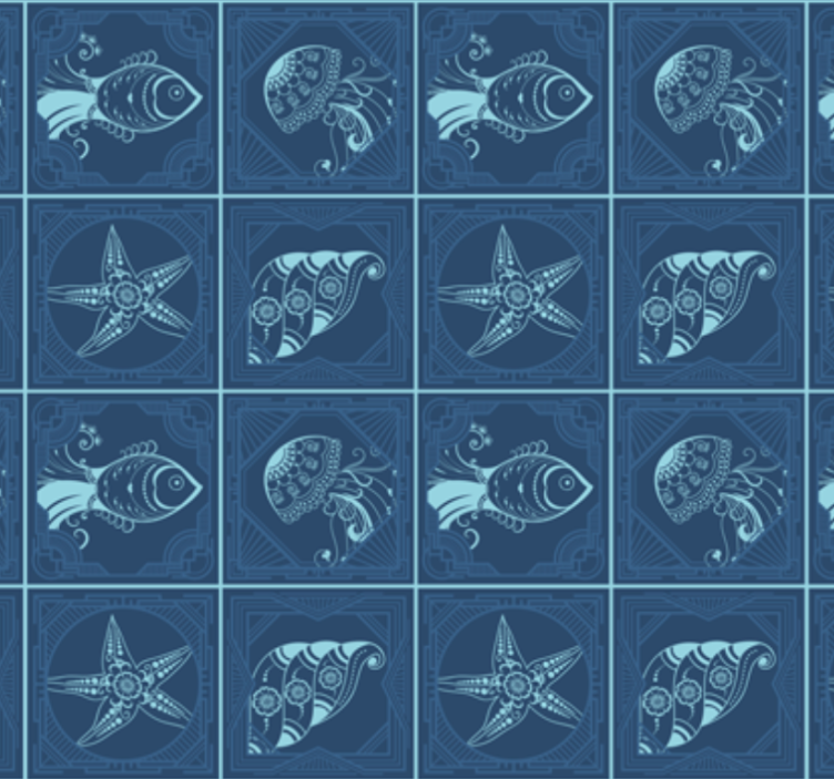 Papier peint salle de bain design vie marine - TenStickers