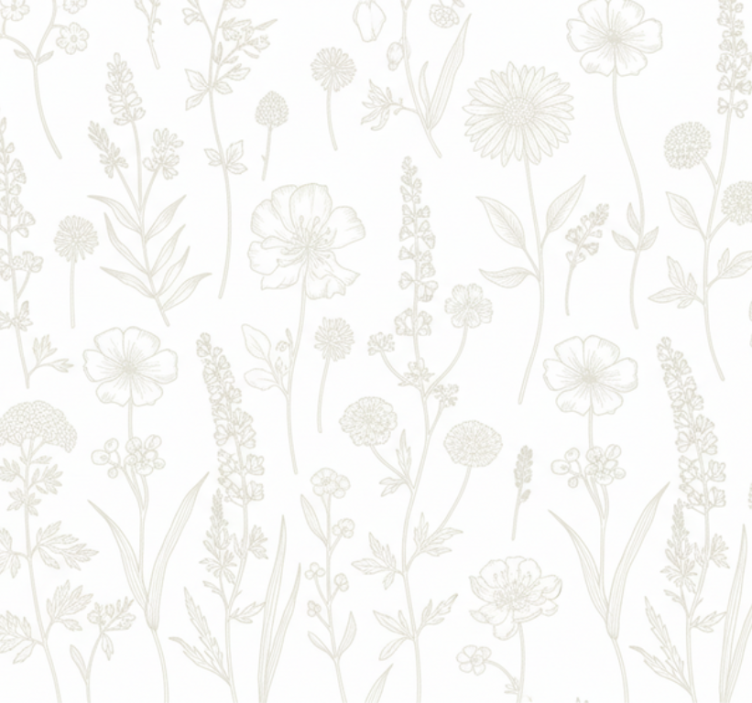 Papier peint salon croquis botanique - TenStickers