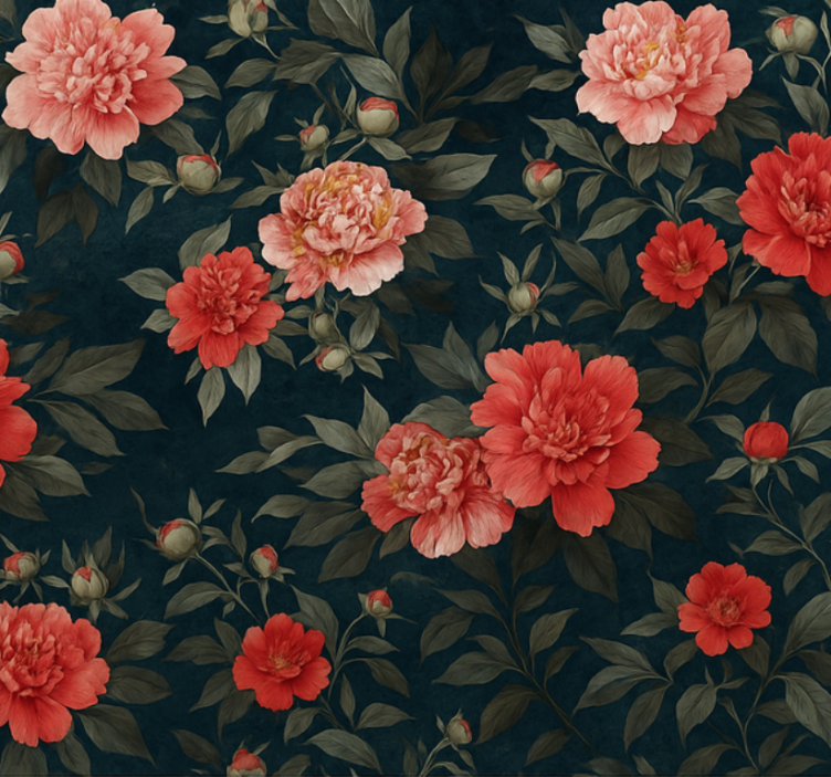 Papier peint salon botanique sombre vintage - TenStickers