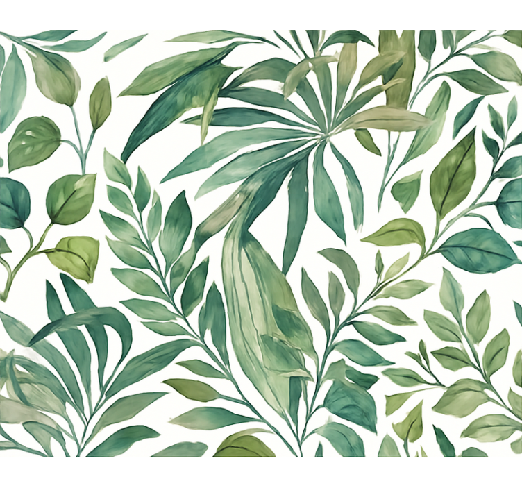 Papier peint feuillage feuilles de jungle aquarelle - TenStickers
