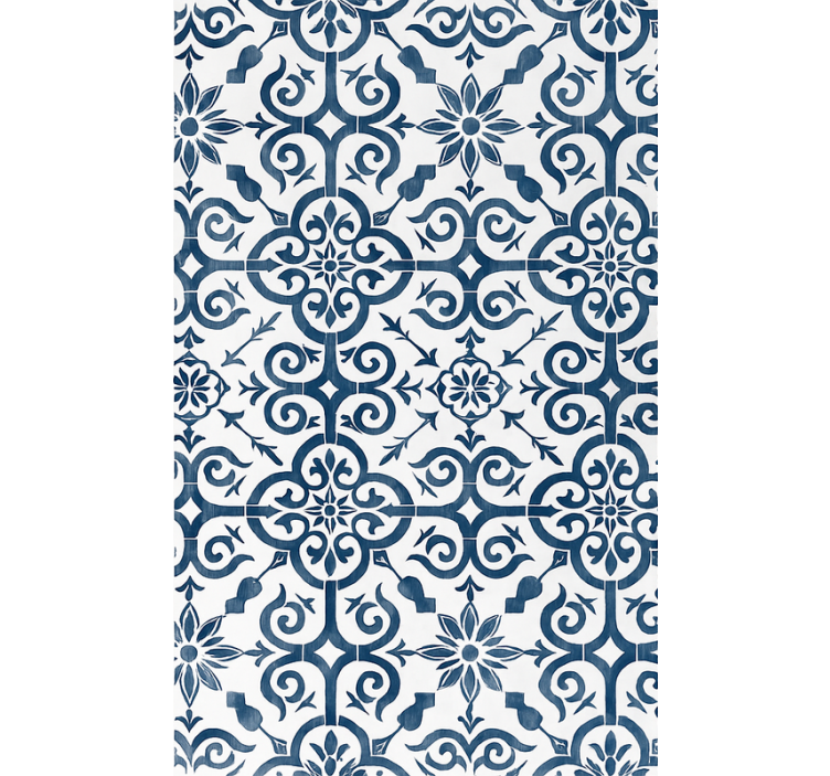 Papier peint carreaux de ciment bleu marocain - TenStickers