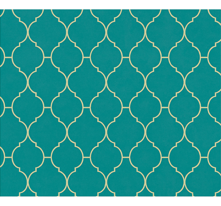 Papier peint salon motif or et turquoise - TenStickers