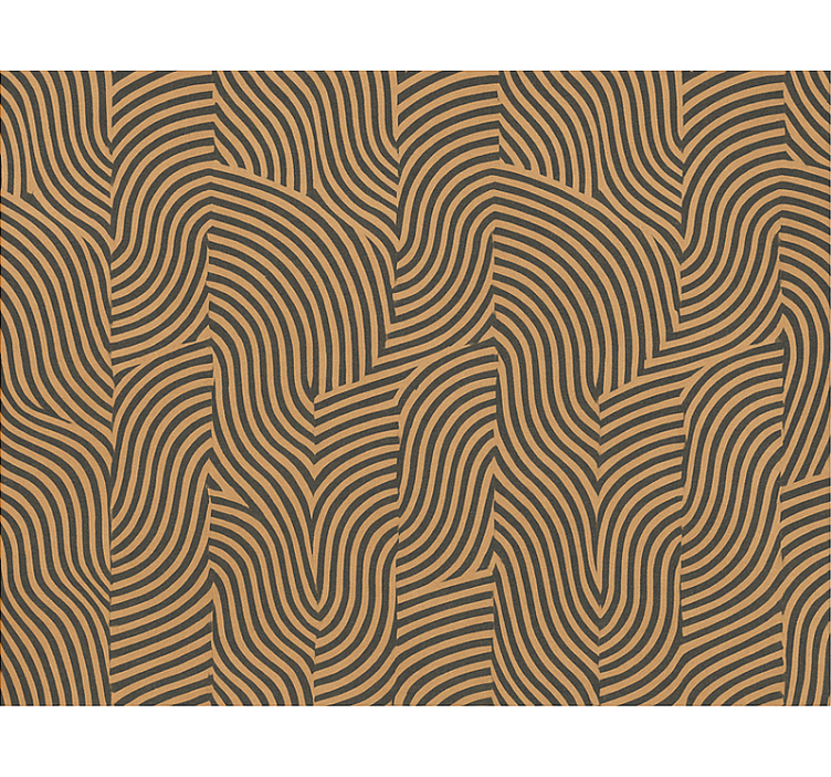 Papier peint salon lignes modernes noires et oranges - TenStickers