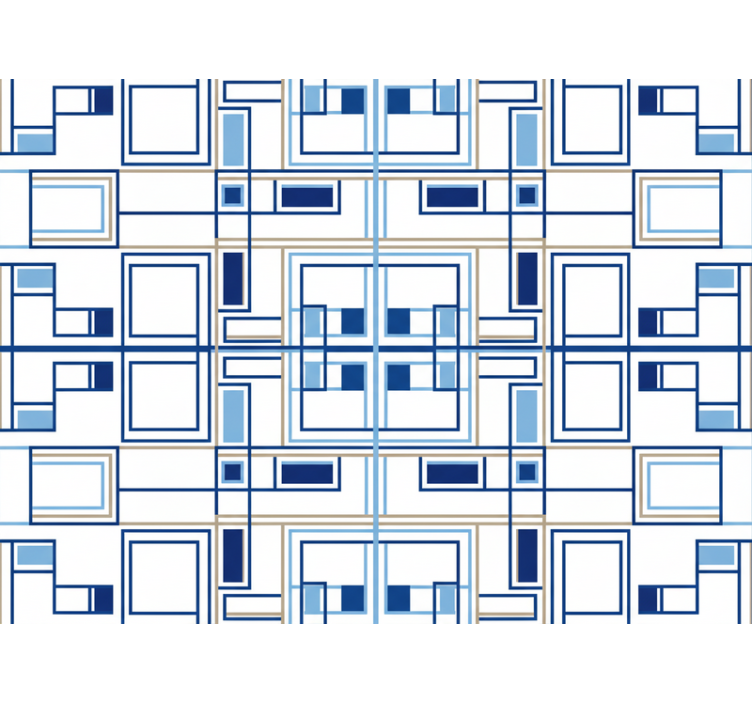 Papier peint carrés formes géométriques bleues - TenStickers