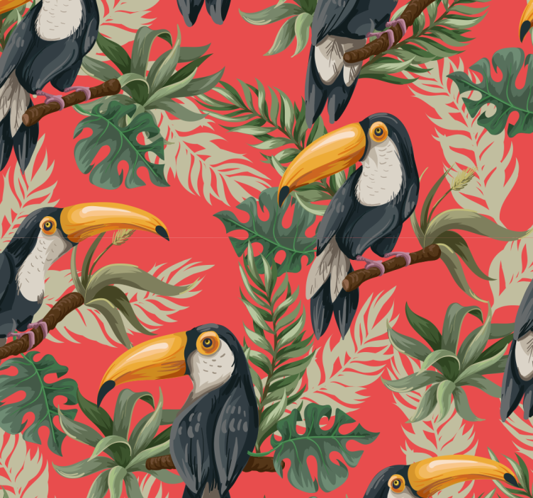Papier peint couloir nature jungle toucans - TenStickers