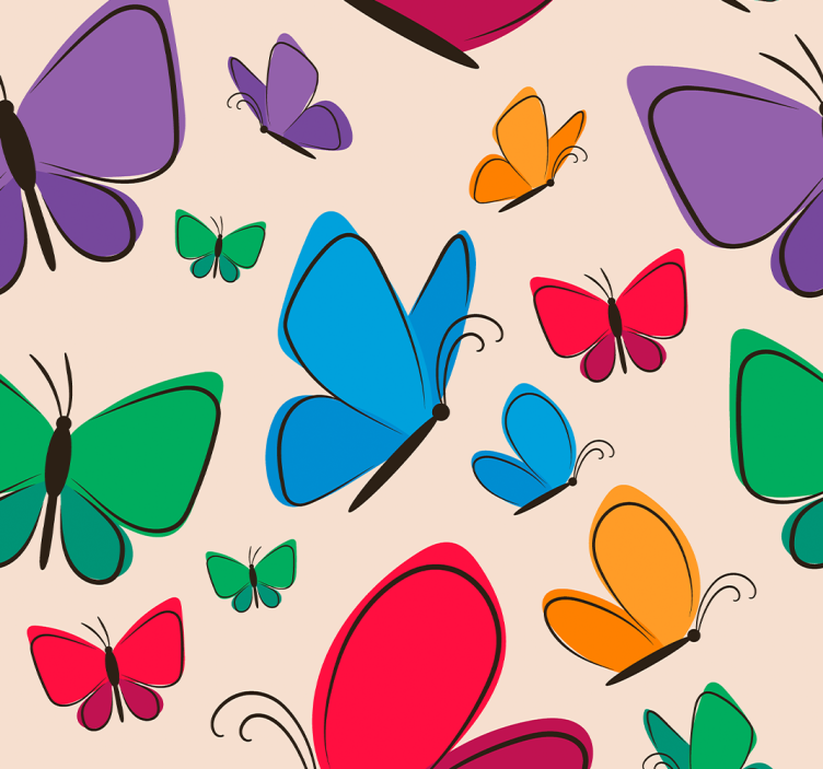 Papier peint papillons motif coloré sur fond beige - TenStickers