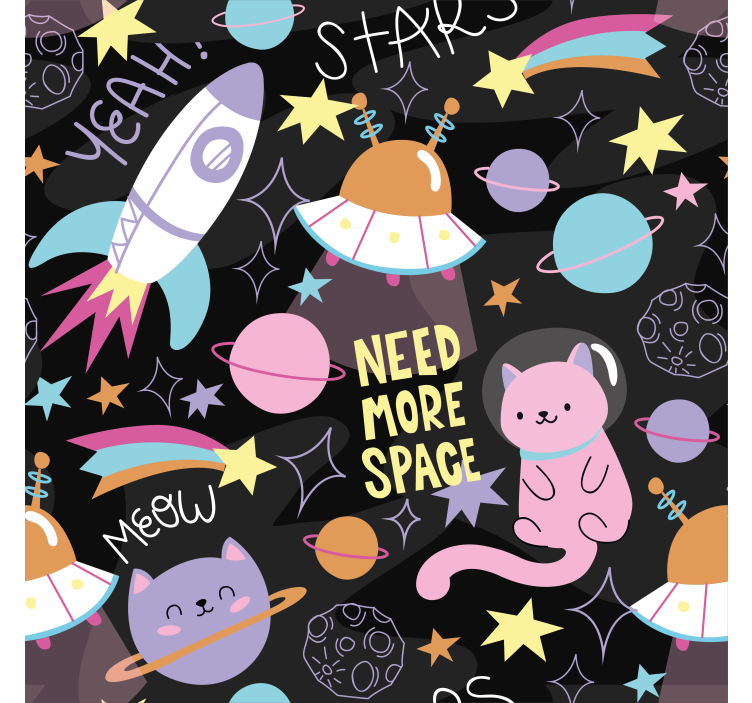 Papier peint enfant papier peint chat dans l'espace - TenStickers