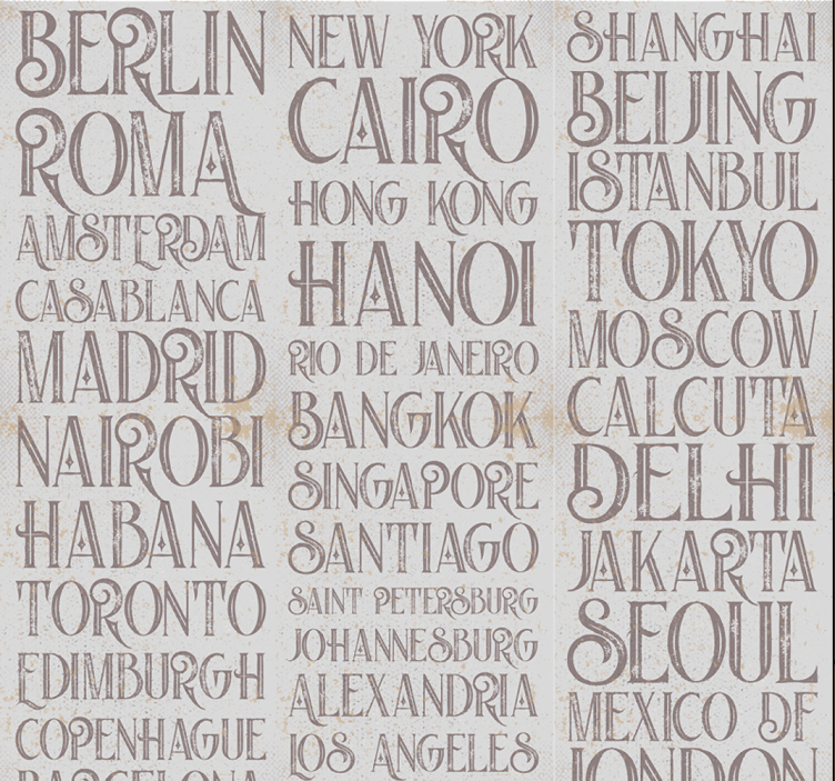 Papier peint de texte Villes du monde - TenStickers
