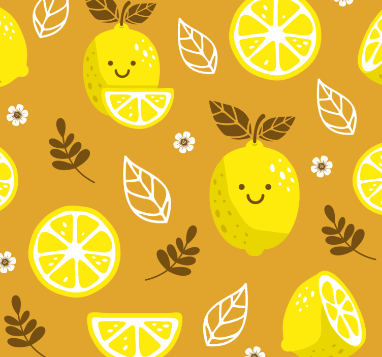 Papier peint ornemental Citrons souriants - TenStickers