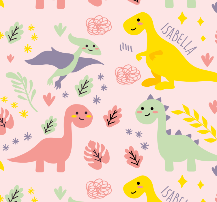 Papier peint chambre bébé motif ludique de dinosaures - TenStickers