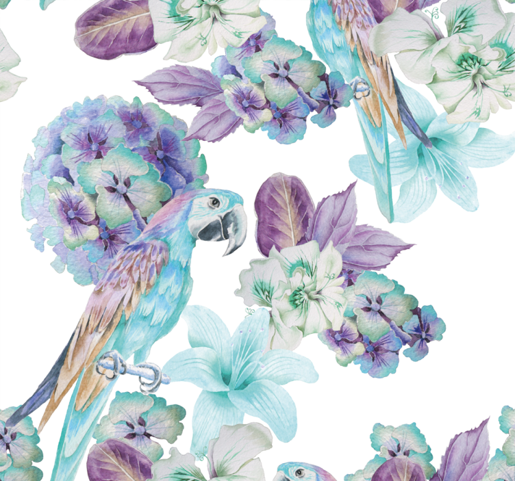 Papier peint perroquets motif floral - TenStickers