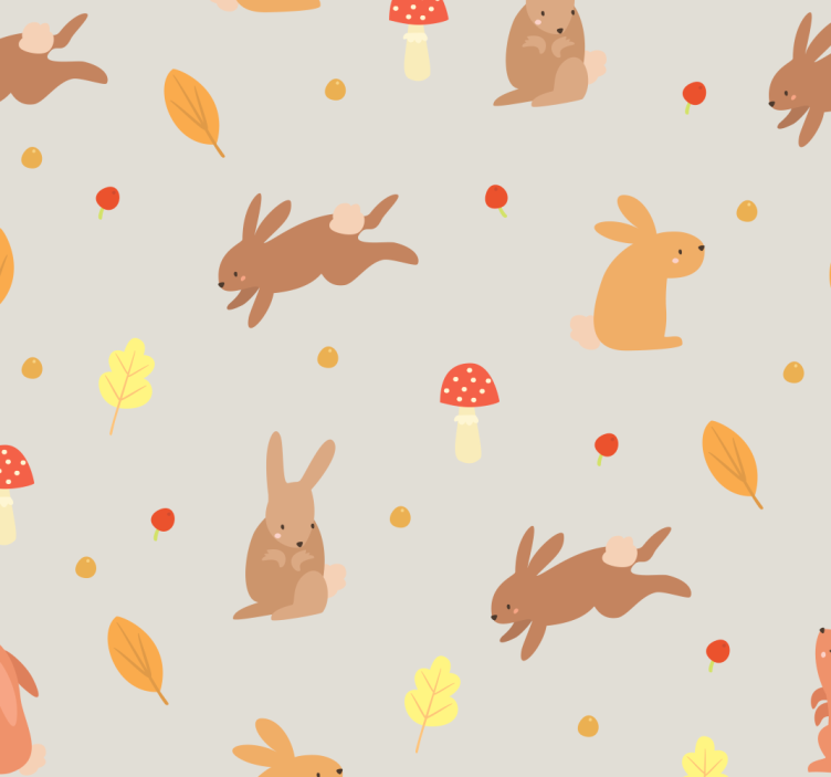 Papier peint animaux Lapin et champignon - TenStickers