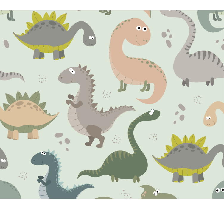 papier peint dino illustrations ludiques de dinosaures - TenStickers