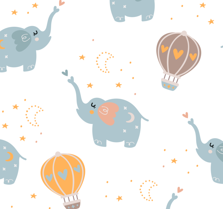 Papier peint éléphants montgolfières éléphants - TenStickers