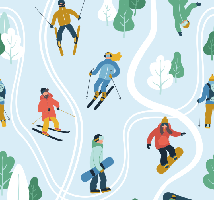 Papier peint blanc papier peint de ski - TenStickers