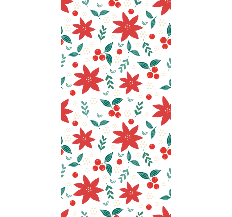 Papier peint Noël motif de poinsettias festifs - TenStickers