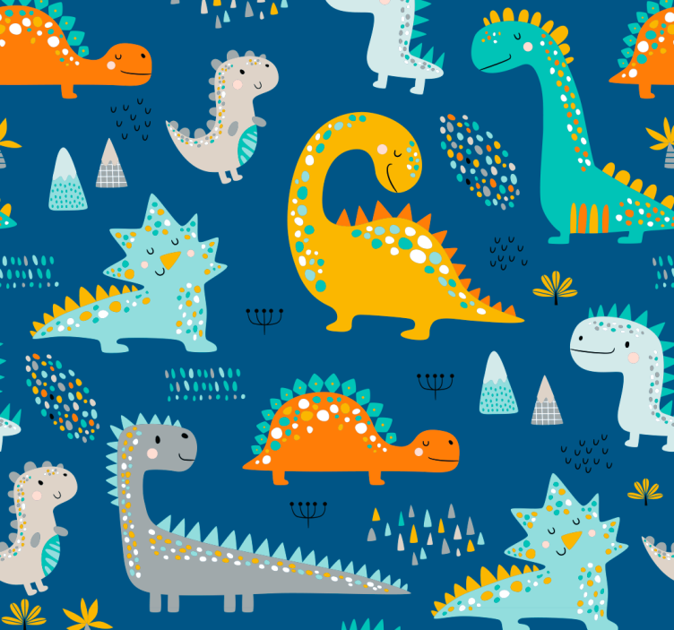papier peint dinosaures motif de reptiles préhistoriques - TenStickers