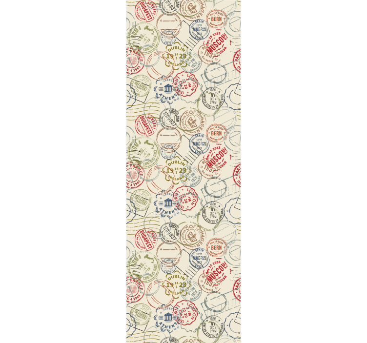 Papier peint pays collage de timbres de voyage - TenStickers