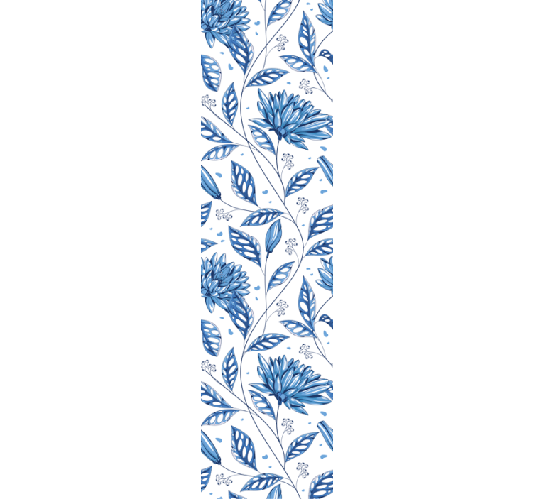 Papier peint floral motif de fleurs bleu - TenStickers
