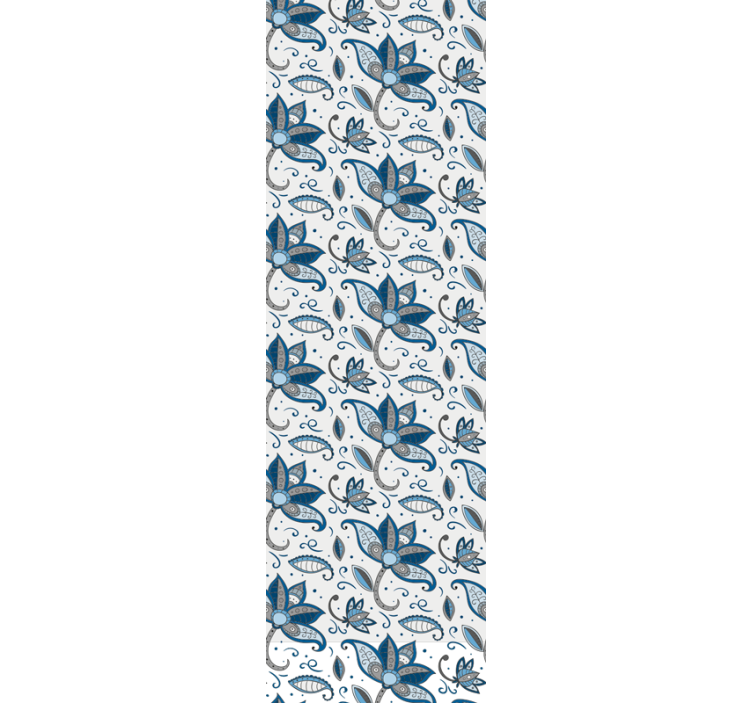 Papier peint feuillage gribouillages de fleurs bleues - TenStickers