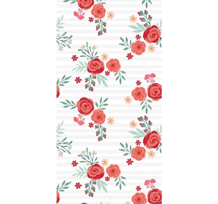 Papier peint floral motif à rayures florales - TenStickers