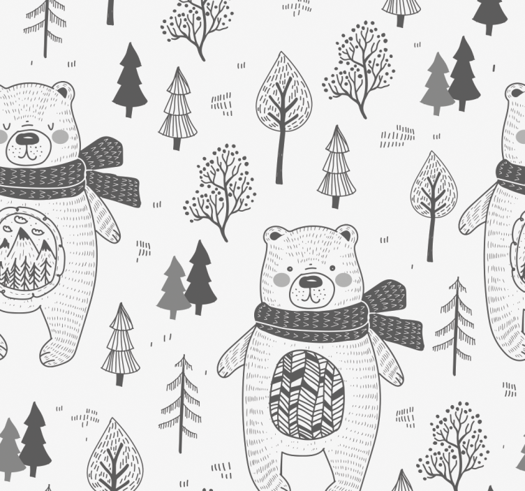 Papier peint animaux motif d'ours de la forêt - TenStickers