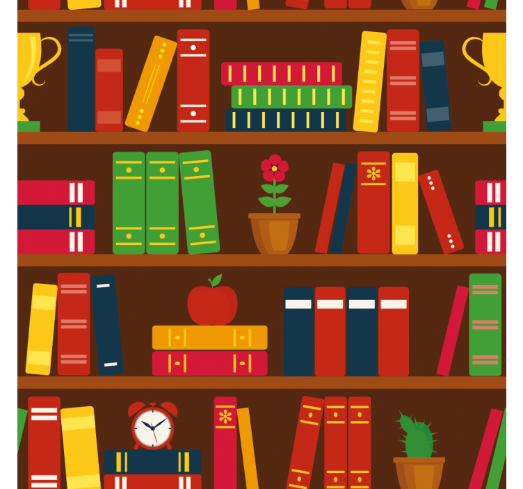 Papier peint bureau motif de bibliothèque - TenStickers