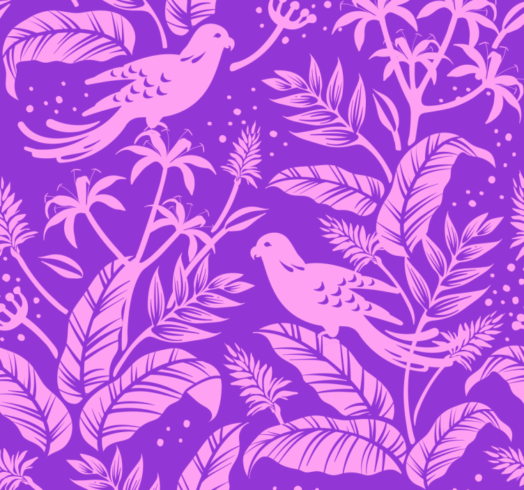 Papier peint nature feuillage d'oiseaux tropicaux - TenStickers