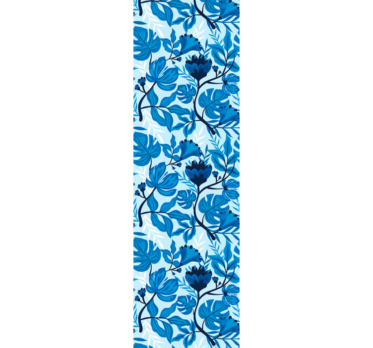 Papier peint floral fleur botanique bleue - TenStickers