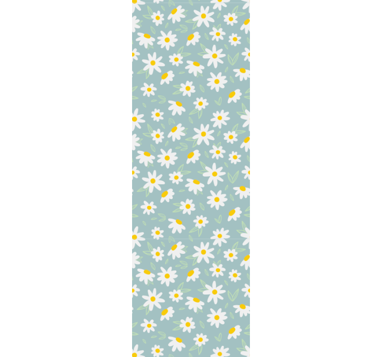 Papier peint fleur Marguerite fleurs fond bleu - TenStickers