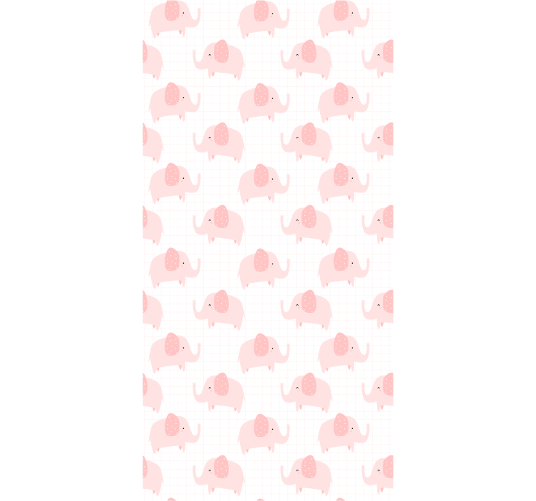 Papier peint éléphant rose modèle répétitif sur fond blanc - TenStickers