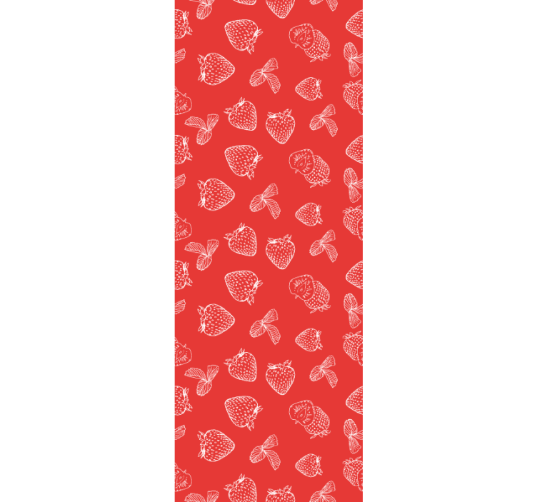 Papier peint floral croquis de fraise - TenStickers