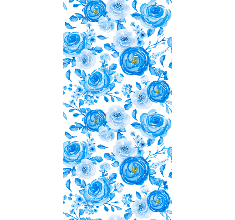 Papier peint floral motif de roses bleues - TenStickers
