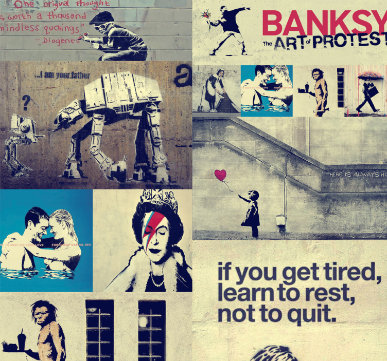 Papier peint art Collage Banksy - TenStickers