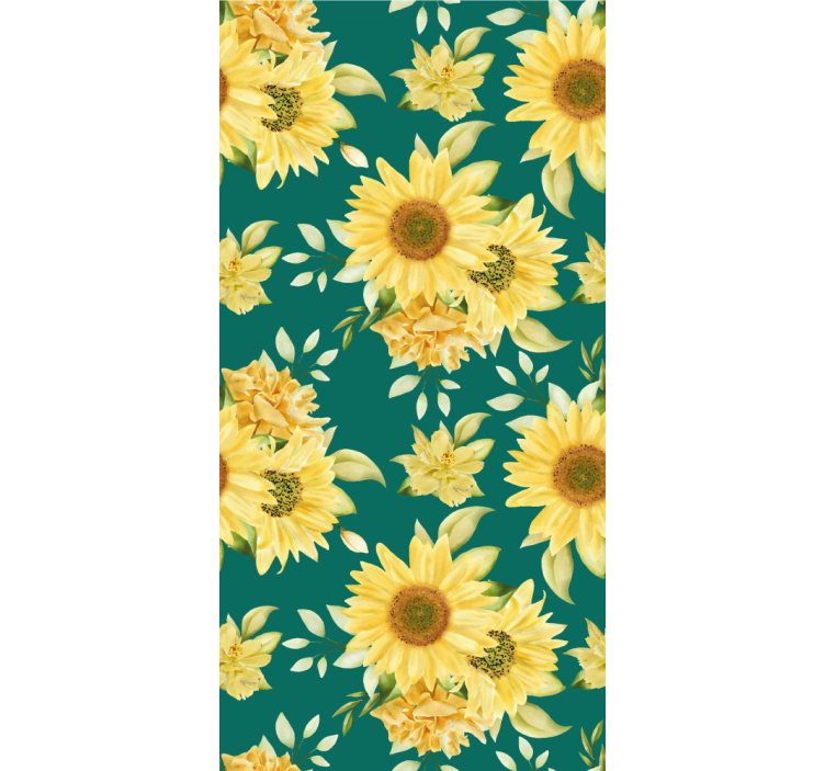 Papier peint floral motif de tournesol - TenStickers