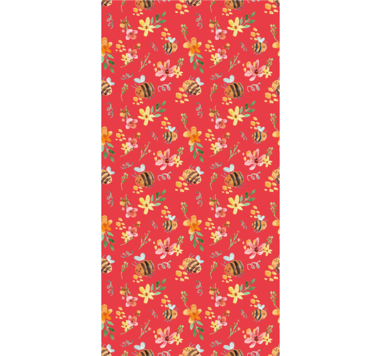 Papier peint floral motif botanique d'abeille - TenStickers