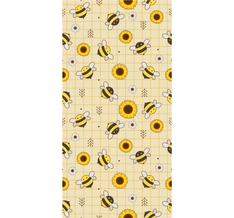 Papier peint animaux modèle de tournesol d'abeille - TenStickers