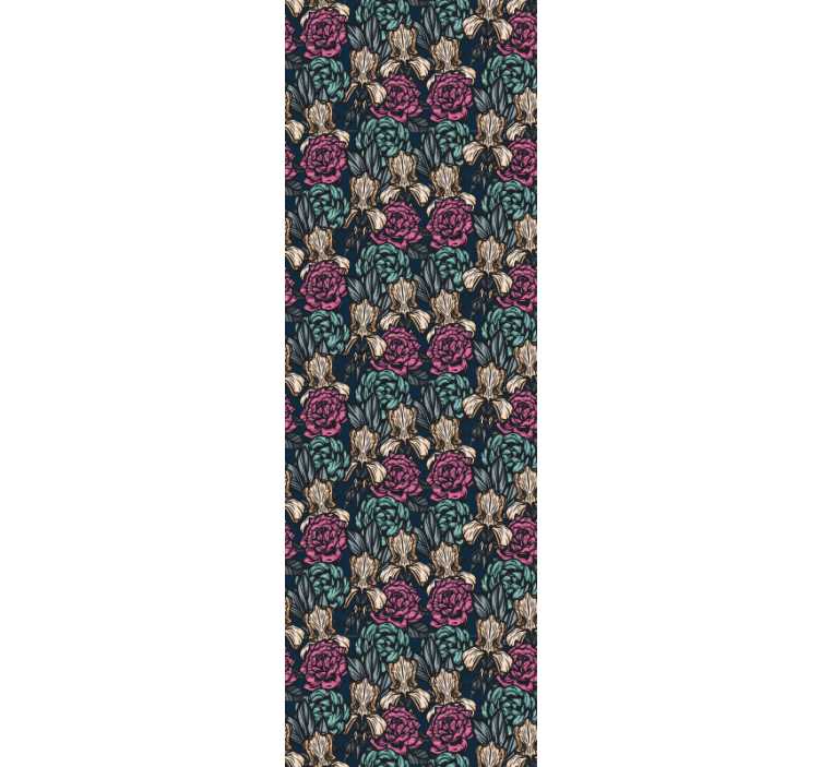 Papier peint Motifs fleurs colorées fond sombre - TenStickers