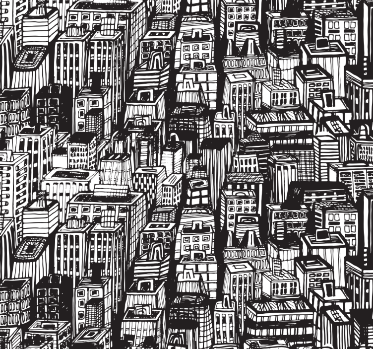 Papier peint pays chaos de croquis urbains - TenStickers