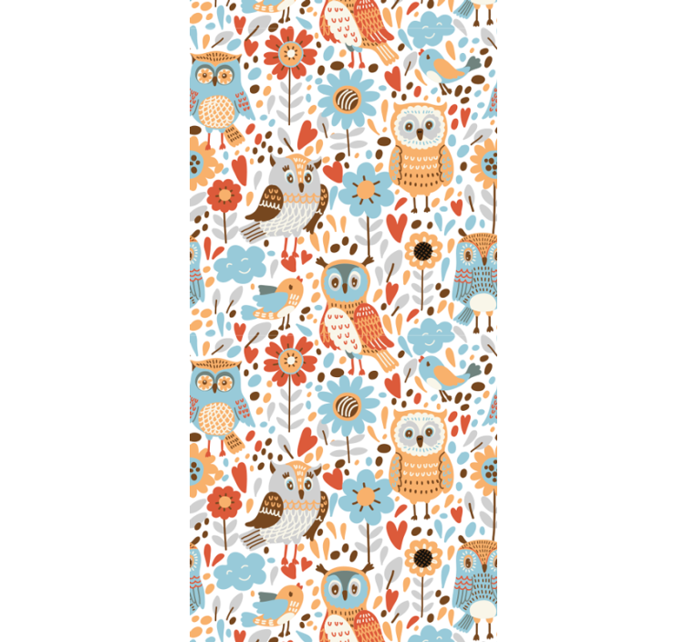 Papier peint chambre bébé motif floral de hiboux - TenStickers