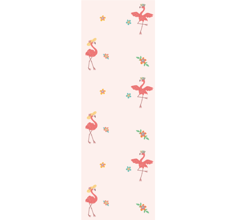 Papier peint moderne Flamants roses avec chapeaux et fleurs - TenStickers