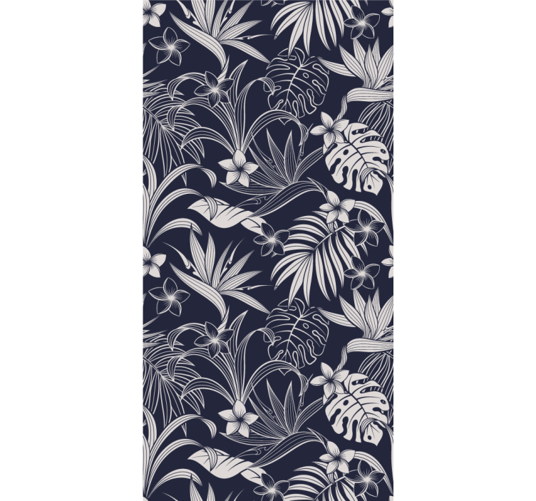 Papier peint fleur Feuilles et fleurs tropicales sombres - TenStickers