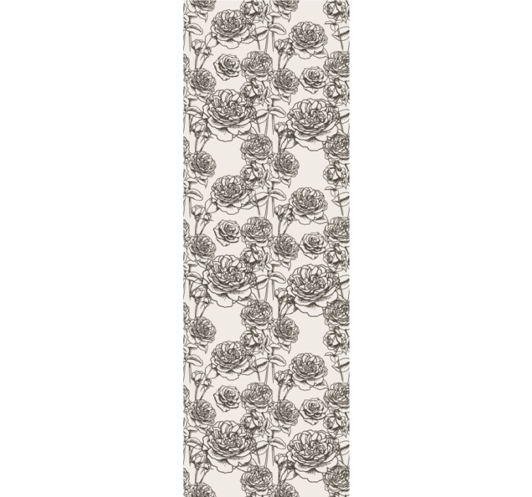 Papier peint floral croquis de rose - TenStickers
