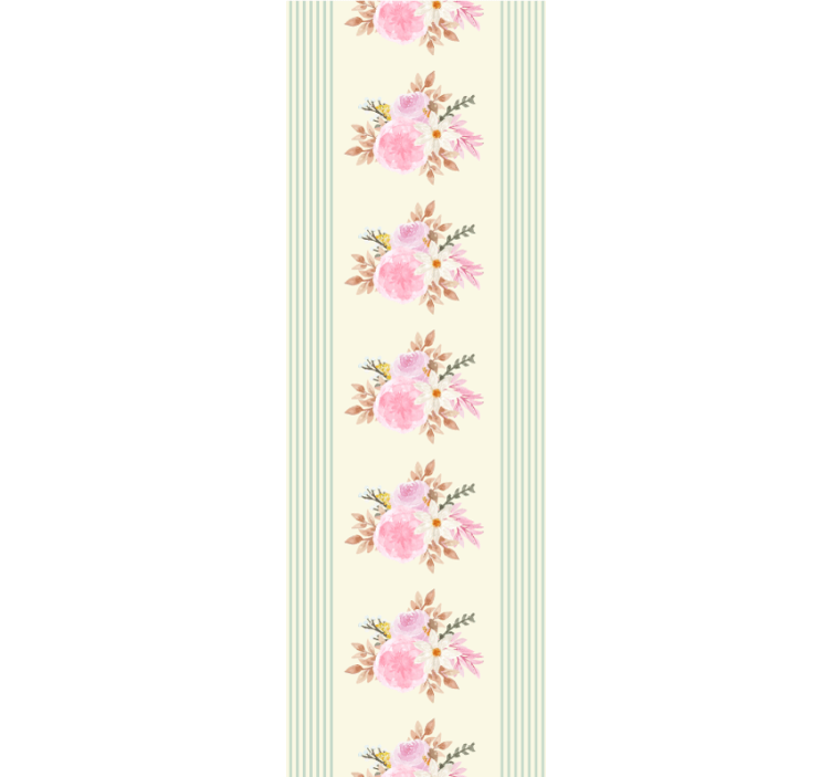 Papier peint fleuri motif à rayures florales - TenStickers