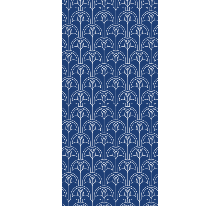 Papier peint fleuri motif de contour bleu - TenStickers