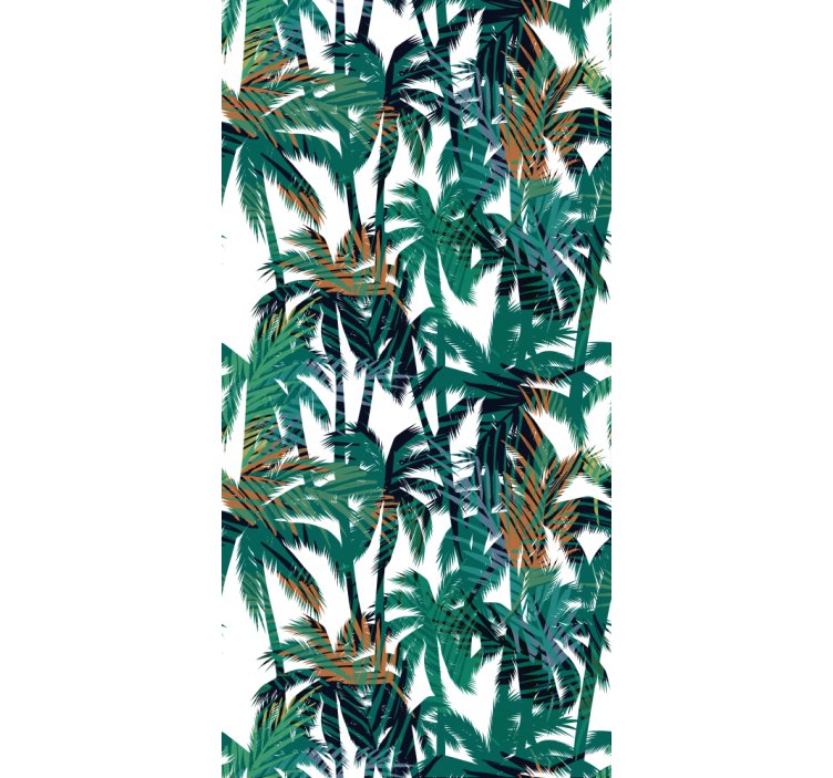 Papier peint jungle palmiers verts et blancs - TenStickers