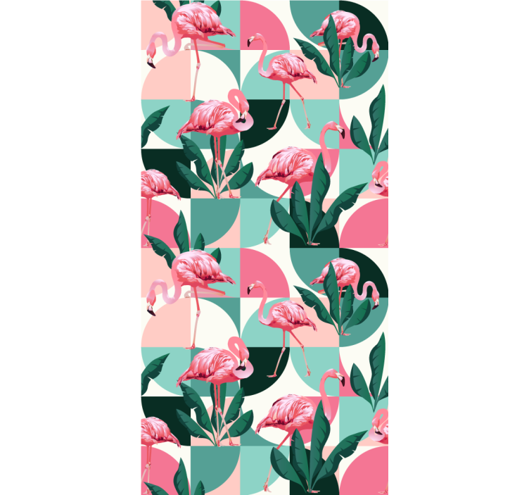 Papier peint jungle motif tropical de flamants roses - TenStickers