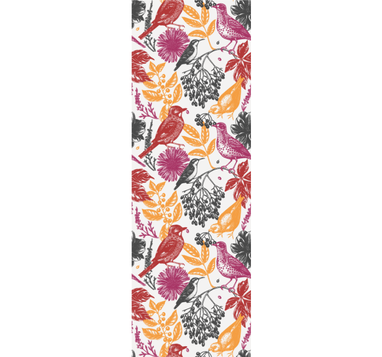 Papier peint oiseaux fleurs et feuilles colorées - TenStickers