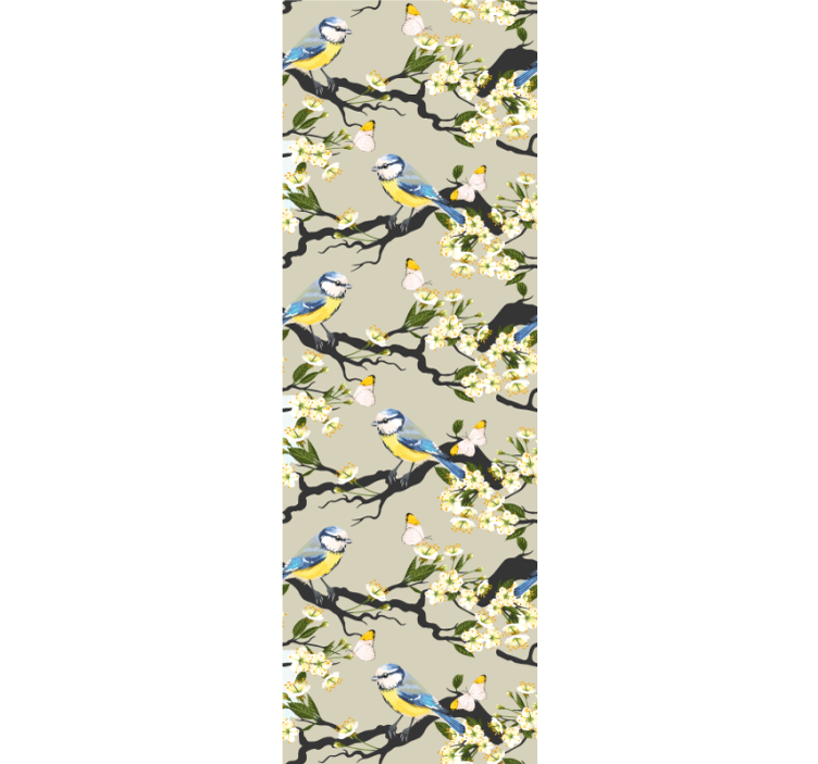 Papier peint oiseaux branches de mésange bleue - TenStickers